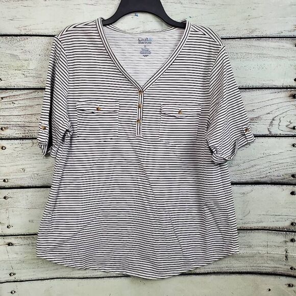 Croft & Barrow XL Black Stripe Button Shirt - Picture 1 of 7
